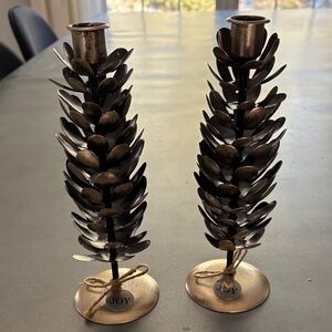 Set of two Pinecone Candle Holders